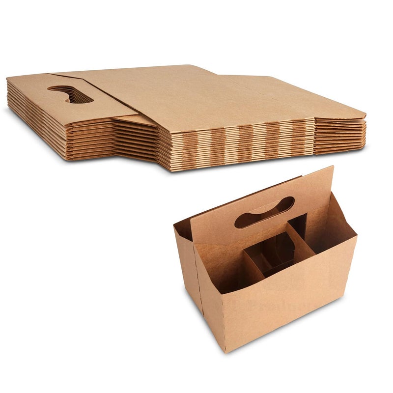 MT Products Brown 6 Pack Bottle Holder 12 oz. - Kraft Cardboard Bottle Carrier (Pack of 10) - Made in the USA - Image 1